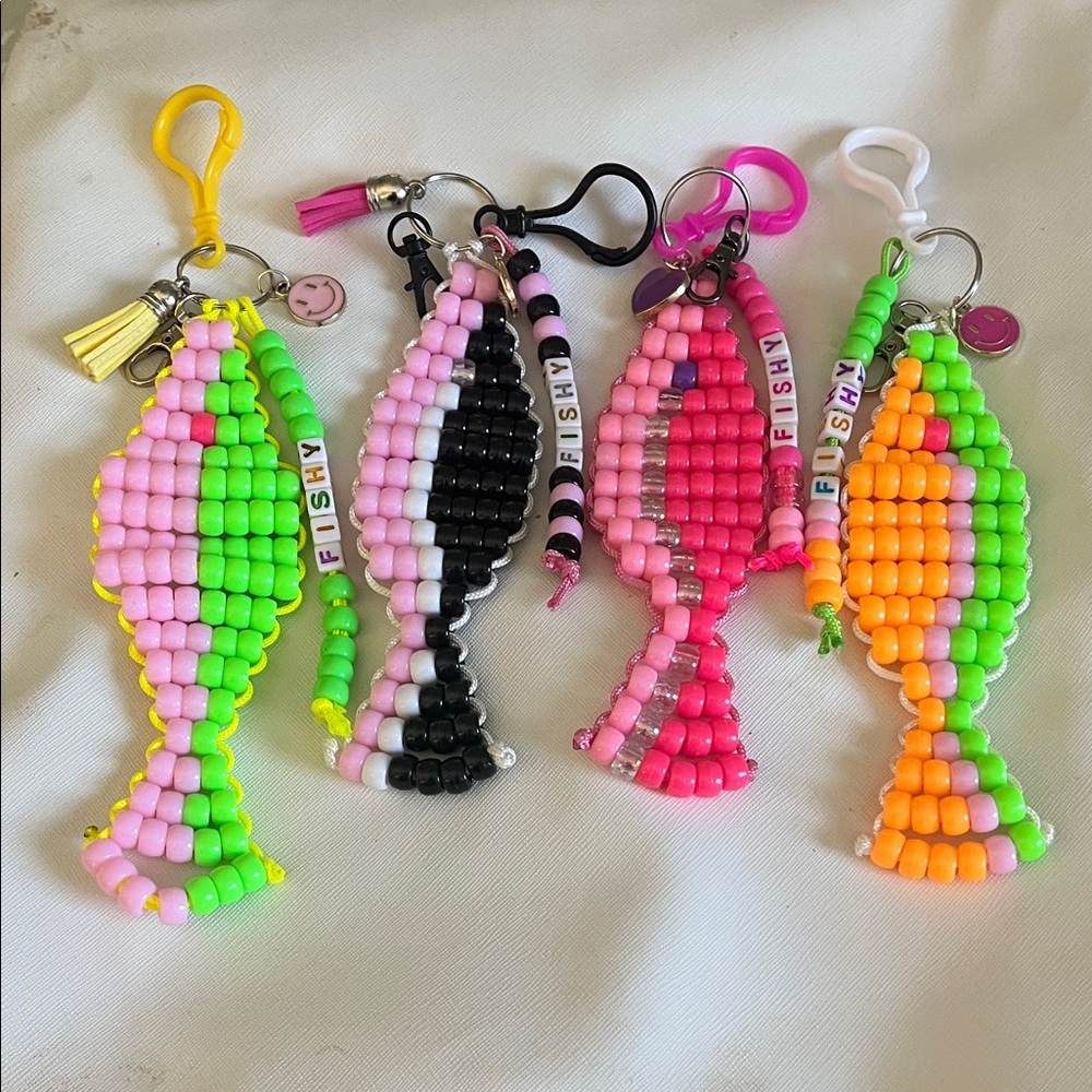Colorful Beaded Fish Keychains